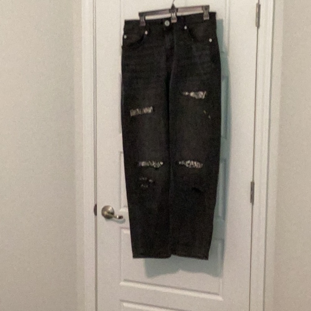 INTERNATIONAL CONCEPTS (INC) BLACK WASHED JEANS, 14/32, NWT